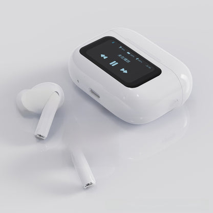 In-ear noise-cancelling wireless headphones with a screen