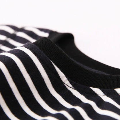 Baby Boy Striped Pattern Smiley Print Thin Style Round Neck T-Shirt