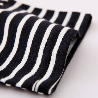 Baby Boy Striped Pattern Smiley Print Thin Style Round Neck T-Shirt